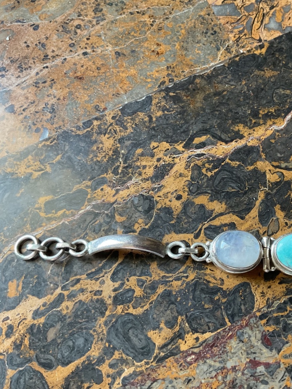 NWOT Sterling Silver 925 Turquoise Labradorite Moon Stone Bracelet - Picture 9 of 15